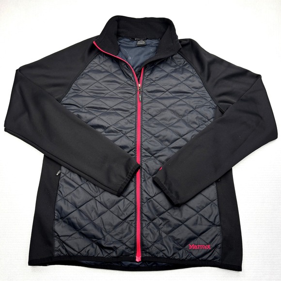 Marmot Jackets & Blazers - Marmot Variant Jacket Womens Large Black Pink Quilted Hybrid Fleece Full Zip